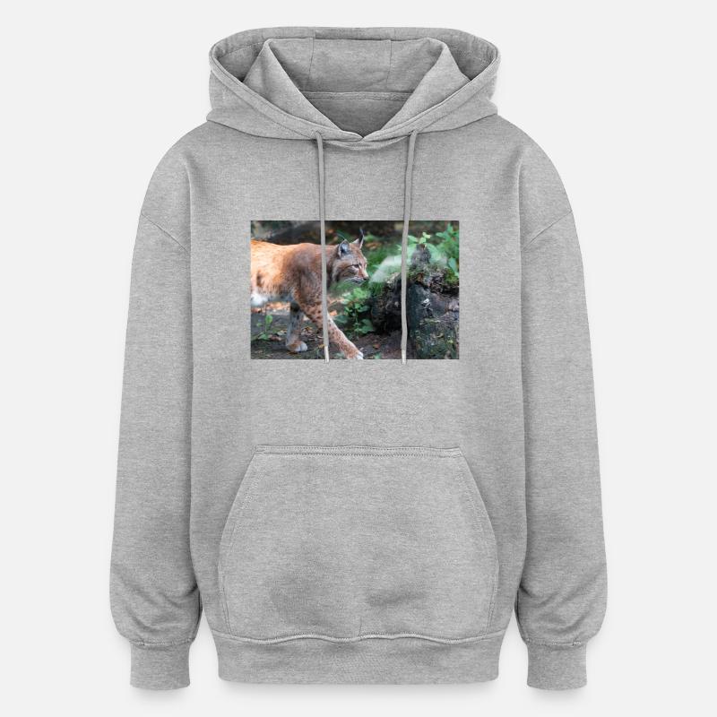 Eurasischer Luchs oder Nördlicher Luchs - Oversized Unisex Hoodie - Grau meliert