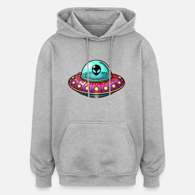 Bande dessinée OVNI - Sweat à capuche oversize unisexe - gris chiné