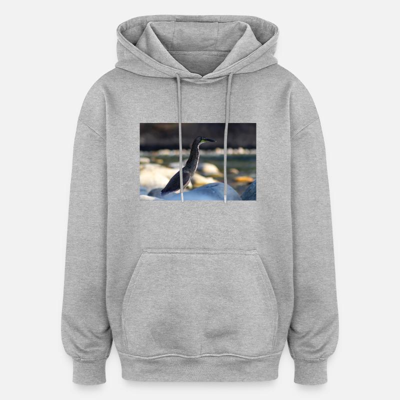 le héron - Sweat à capuche oversize unisexe - gris chiné