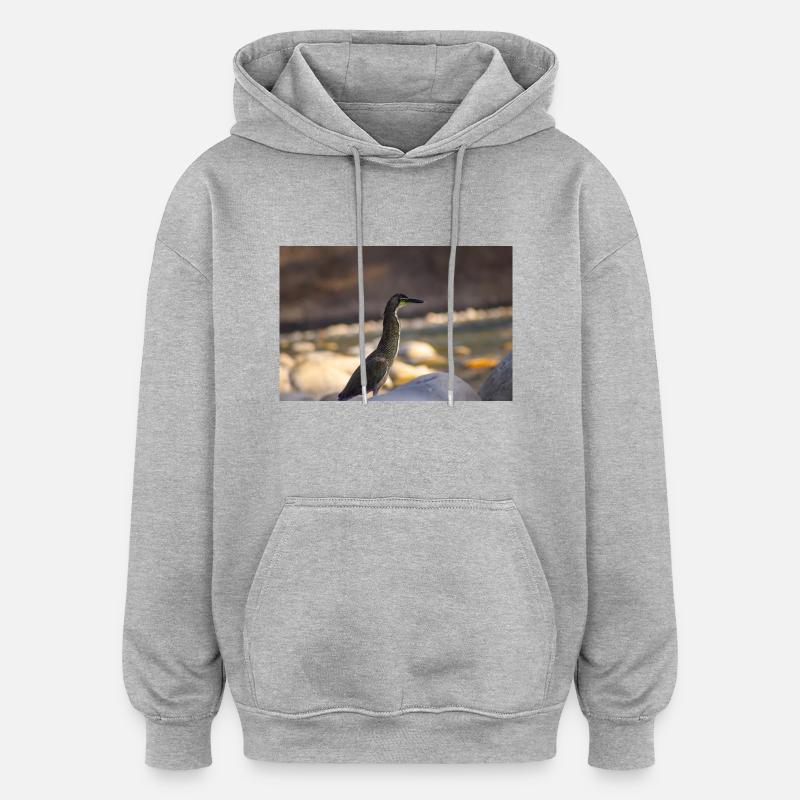 le héron - Sweat à capuche oversize unisexe - gris chiné