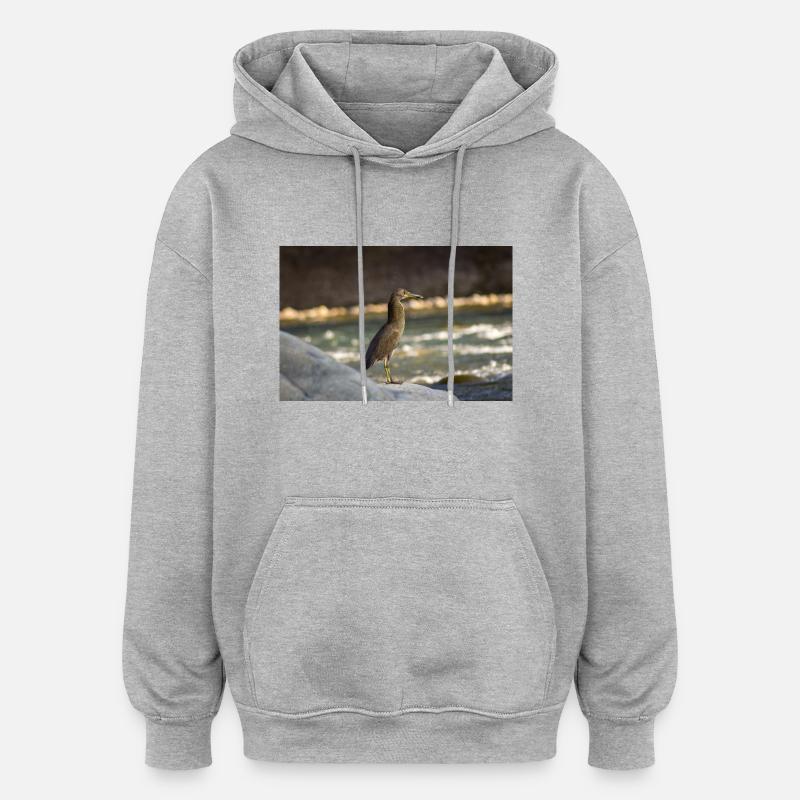 le héron - Sweat à capuche oversize unisexe - gris chiné