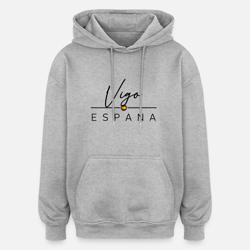 Espagne - Vigo - Espagne - España - Sweat à capuche oversize unisexe - gris chiné