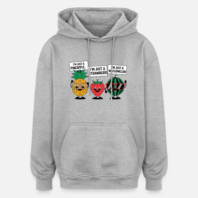 Ich bin nur eine Frucht - Oversized Unisex Hoodie - Grau meliert