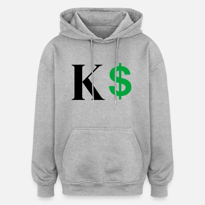Lettre k dollar - Sweat à capuche oversize unisexe - gris chiné