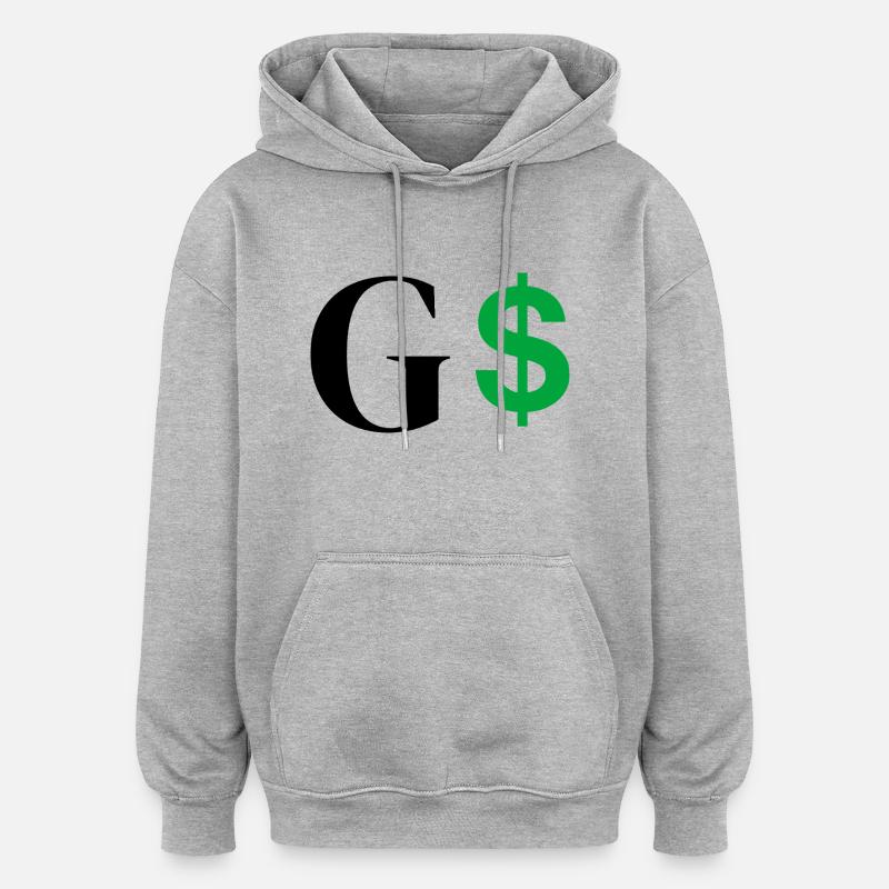 Lettre g dollar - Sweat à capuche oversize unisexe - gris chiné