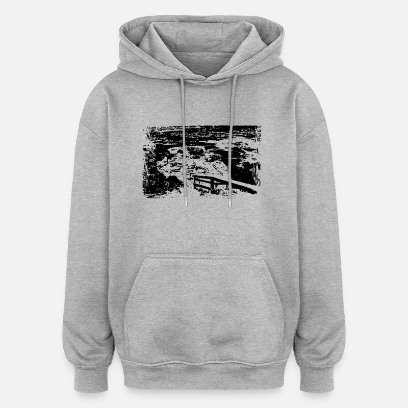 Chemin vers la mer - Sweat à capuche oversize unisexe - gris chiné