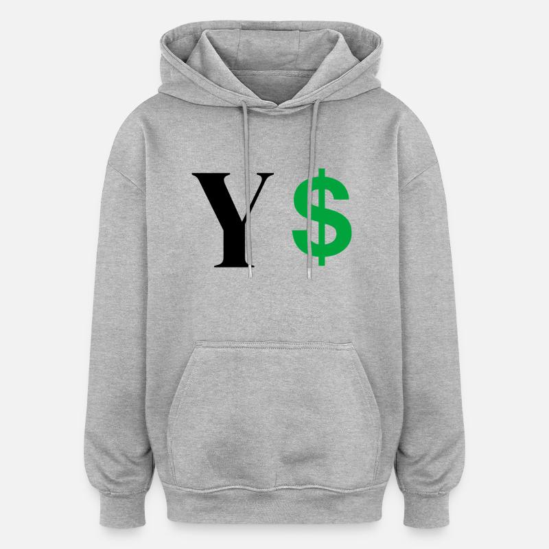 Lettre y dollar - Sweat à capuche oversize unisexe - gris chiné