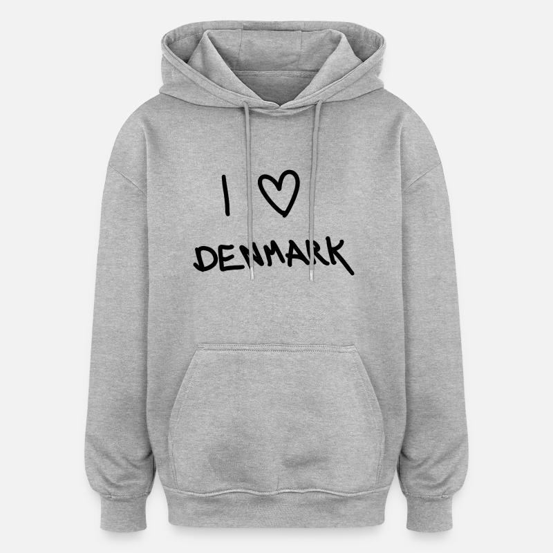 J’adore le Danemark - Sweat à capuche oversize unisexe - gris chiné