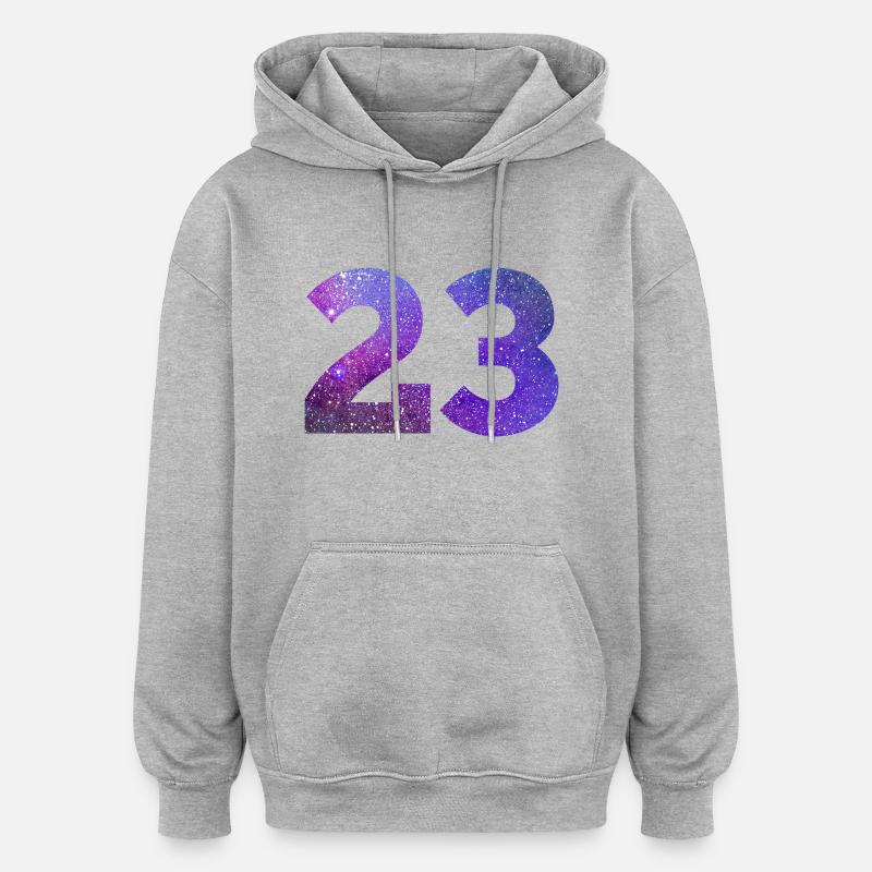Numéro 23 galaxie - Sweat à capuche oversize unisexe - gris chiné