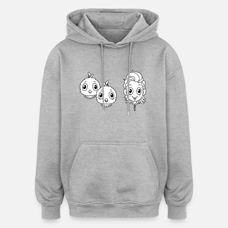 Oiseau de compagnie - Sweat à capuche oversize unisexe - gris chiné