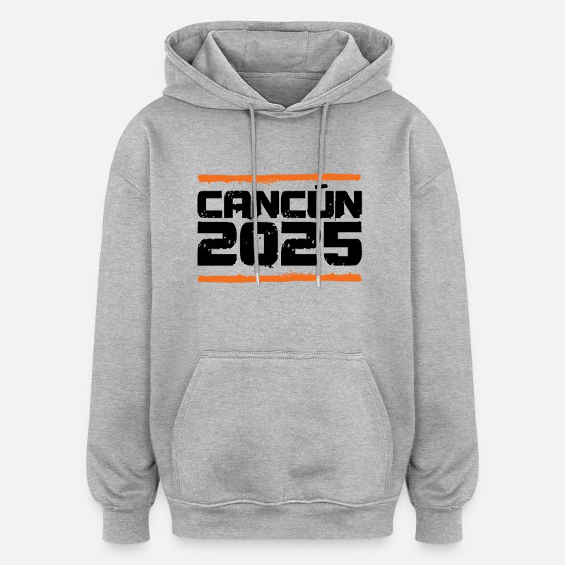 Vacances Cancun 2025 - Sweat à capuche oversize unisexe - gris chiné