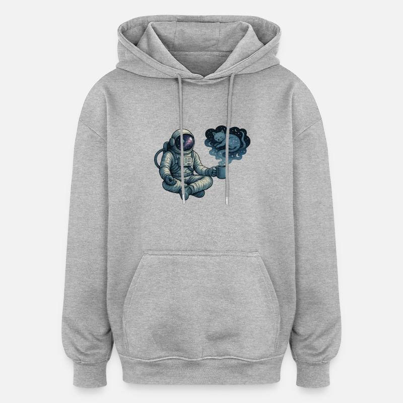 Kosmische Kaffeepause - Oversized Unisex Hoodie - Grau meliert