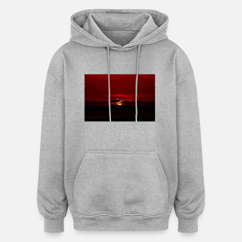 Coucher de soleil - Sweat à capuche oversize unisexe - gris chiné