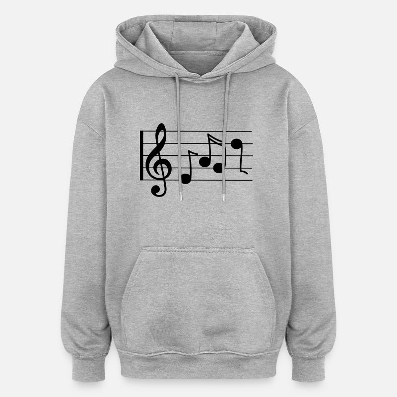 Treble staff with notes - Oversized Unisex Hoodie - heather grey