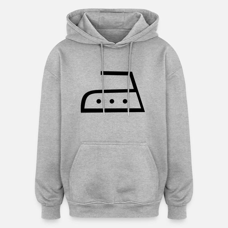 laver, fer à repasser, machine à laver - Sweat à capuche oversize unisexe - gris chiné