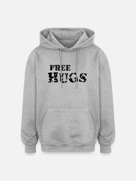free hugs - Oversized Unisex Hoodie - Grau meliert