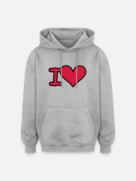 i love - Oversized Unisex Hoodie - Grau meliert