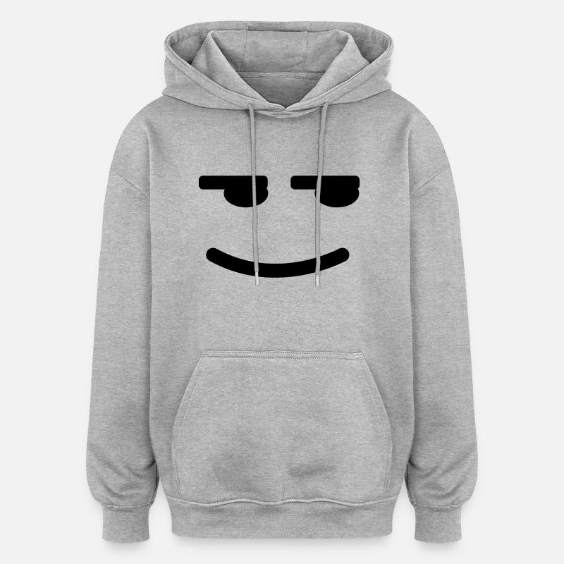 Satisfait Smiley - Sweat à capuche oversize unisexe - gris chiné