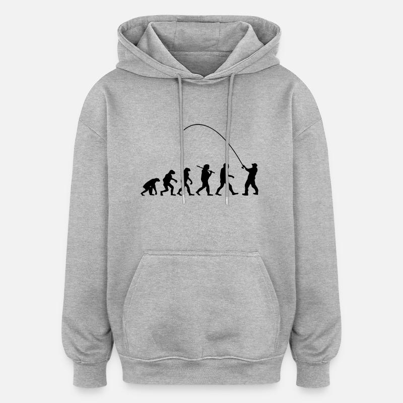 Evolution pecheur - Sweat à capuche oversize unisexe - gris chiné