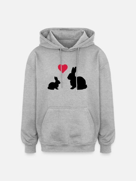 Mama Kind Hase - Oversized Unisex Hoodie - Grau meliert