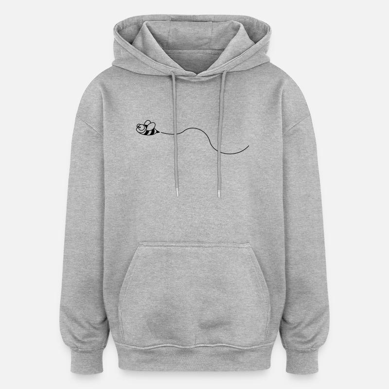 biene_1c - Sweat à capuche oversize unisexe - gris chiné