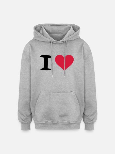 i heart - Oversized Unisex Hoodie - Grau meliert