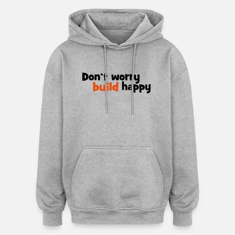 Construction - Sweat à capuche oversize unisexe - gris chiné