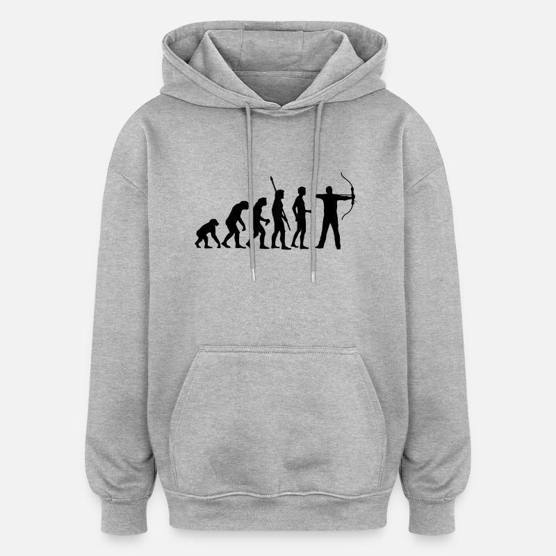 evolution_bogenschiessen - Sweat à capuche oversize unisexe - gris chiné