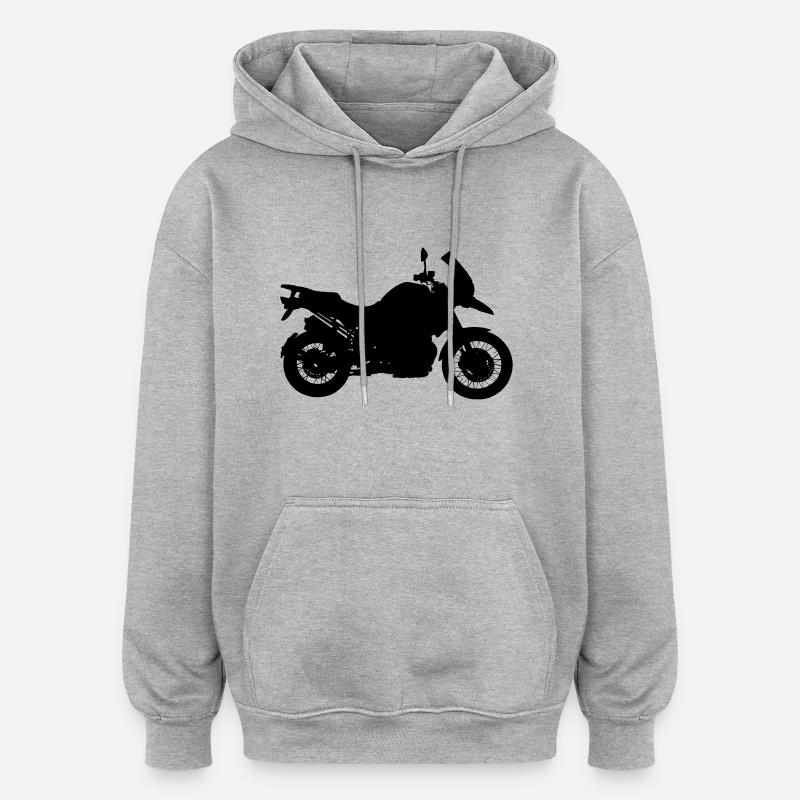 motorcycle racing - Sweat à capuche oversize unisexe - gris chiné