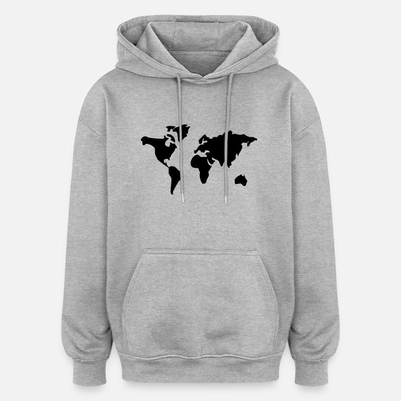 world - Sweat à capuche oversize unisexe - gris chiné