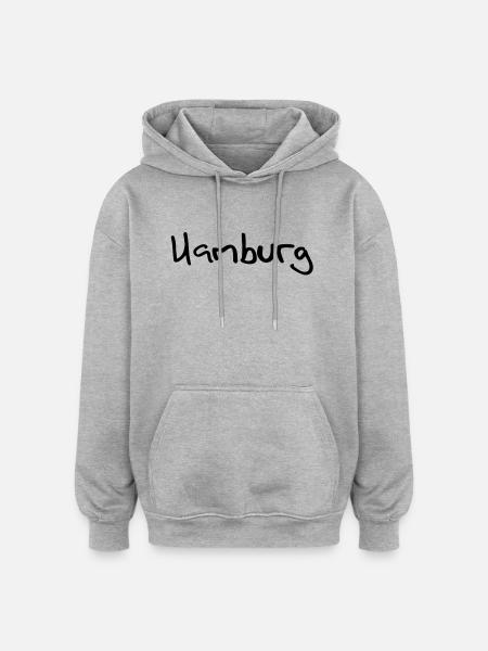 hamburg - Oversized Unisex Hoodie - Grau meliert