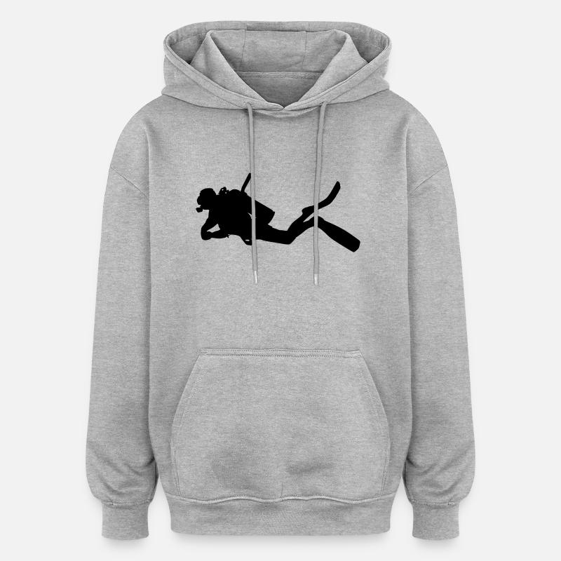 plongeur - Sweat à capuche oversize unisexe - gris chiné