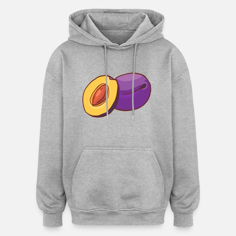 Prunes Pruneaux prunes - Sweat à capuche oversize unisexe - gris chiné