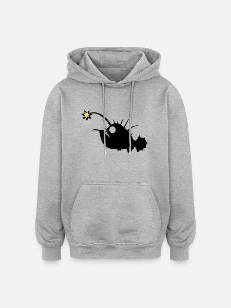 Anglerfisch - Oversized Unisex Hoodie - Grau meliert