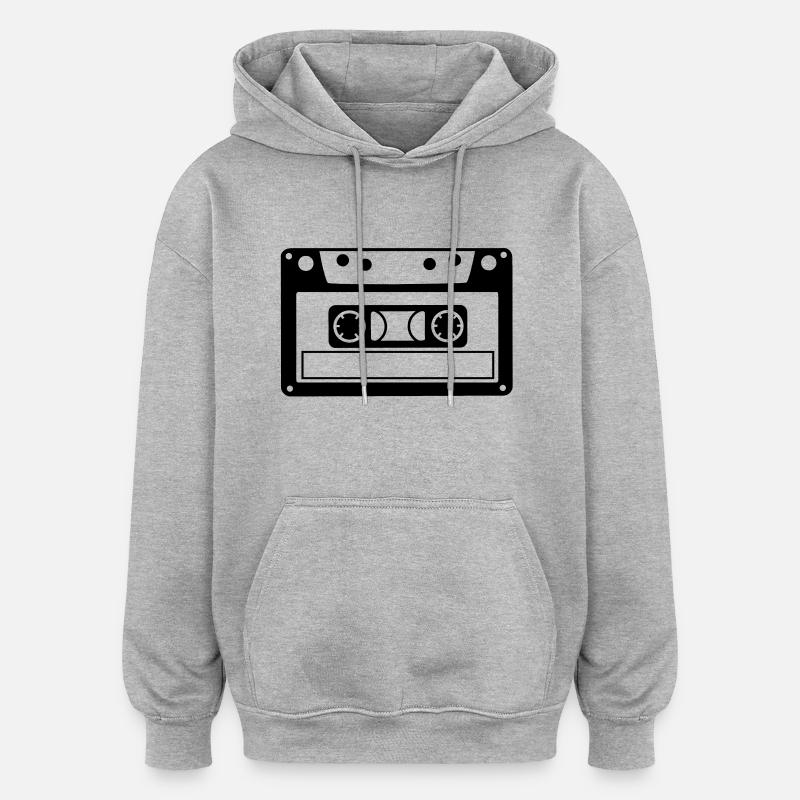 cassette de musique - Sweat à capuche oversize unisexe - gris chiné