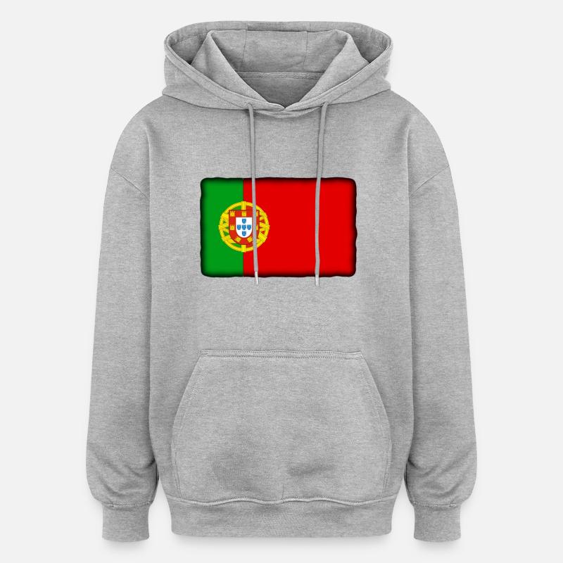 drapeau portugais - Sweat à capuche oversize unisexe - gris chiné