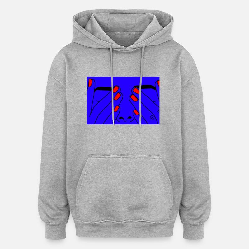 Face bleue - Sweat à capuche oversize unisexe - gris chiné