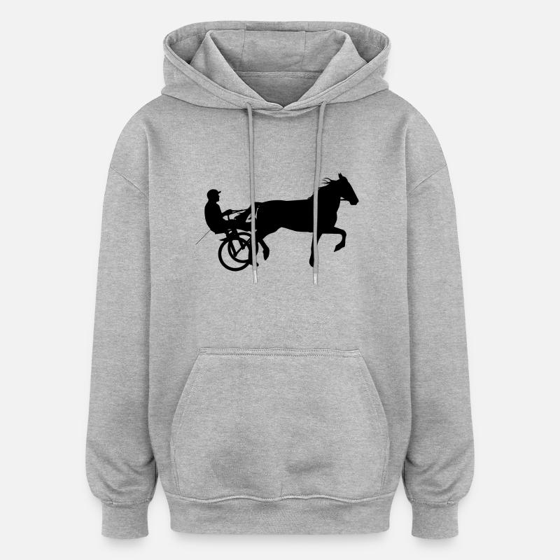 Courses hippiques courses hippiques - Sweat à capuche oversize unisexe - gris chiné