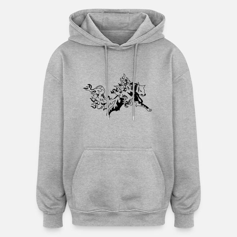 fire wolf - Oversized Unisex Hoodie - heather grey