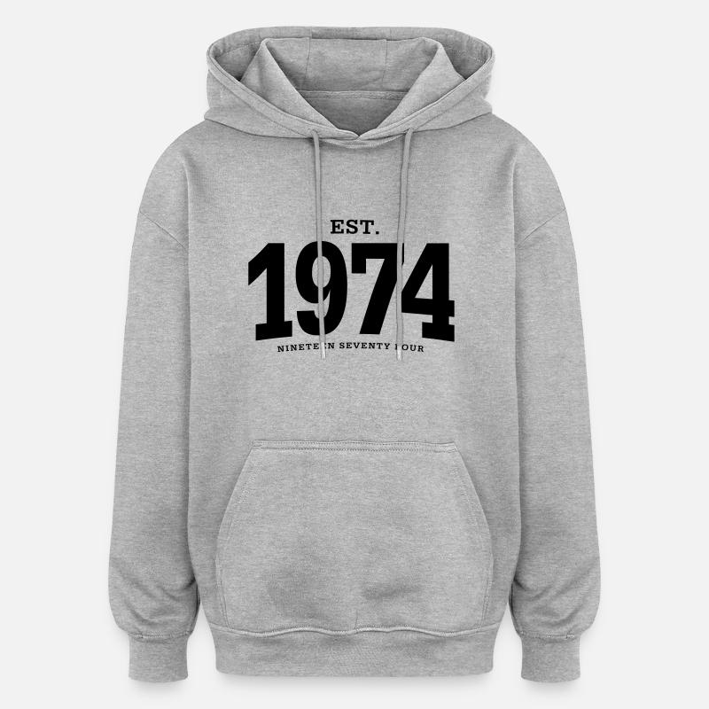 HNE. 1974 Nineteen Seventy Four - Sweat à capuche oversize unisexe - gris chiné