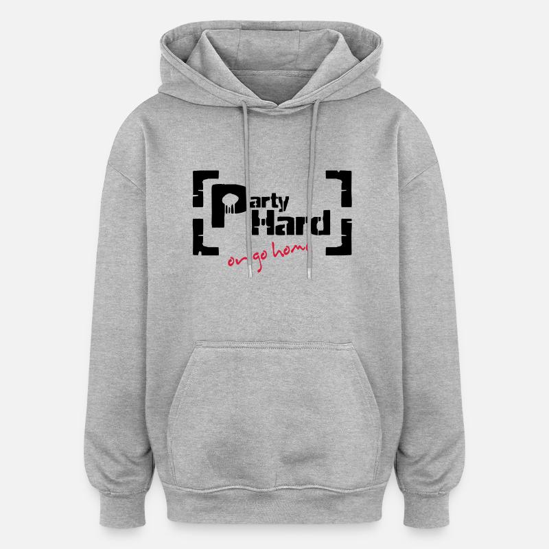 partie dure - Sweat à capuche oversize unisexe - gris chiné