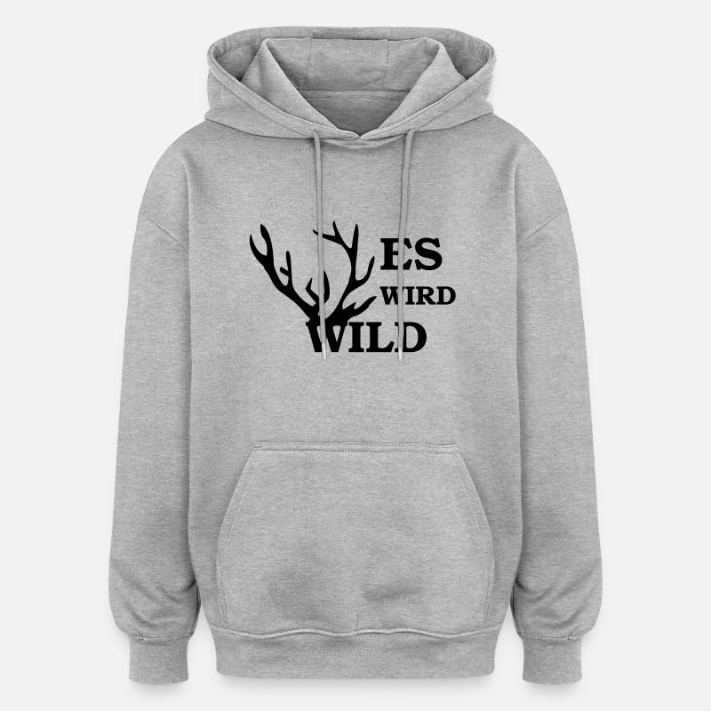 es wird wild - Sweat à capuche oversize unisexe - gris chiné