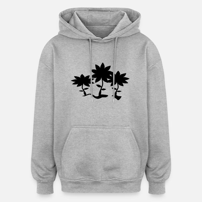 fleurs - Sweat à capuche oversize unisexe - gris chiné