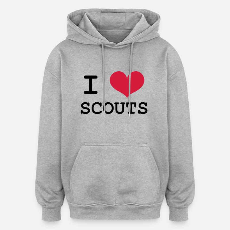 I Love Scouts - Sweat à capuche oversize unisexe - gris chiné