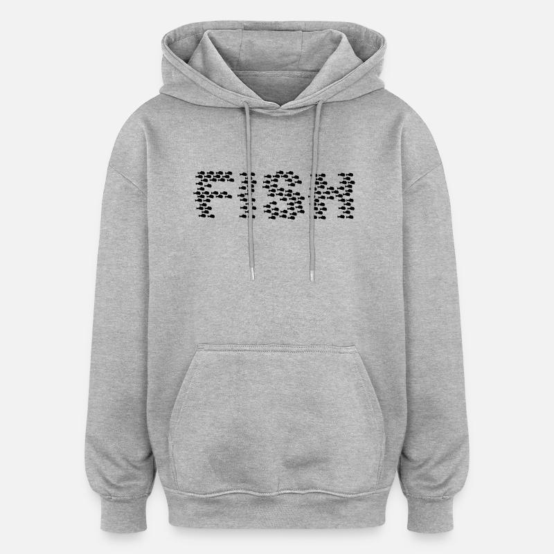Poissons / poissons essaim (1c) - Sweat à capuche oversize unisexe - gris chiné