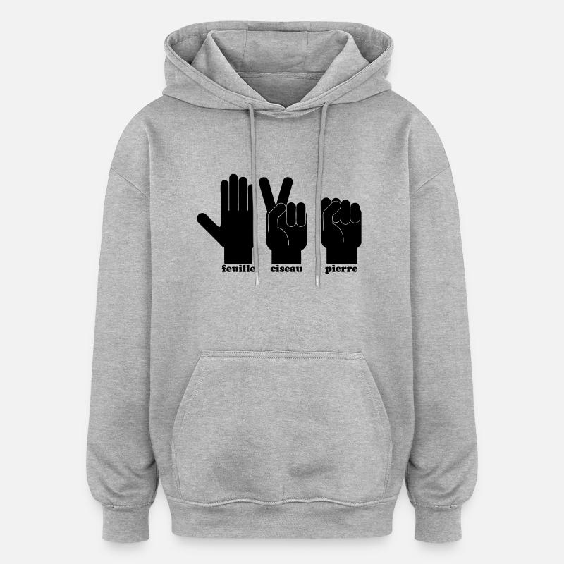 Feuille,ciseau,pierre - Sweat à capuche oversize unisexe - gris chiné