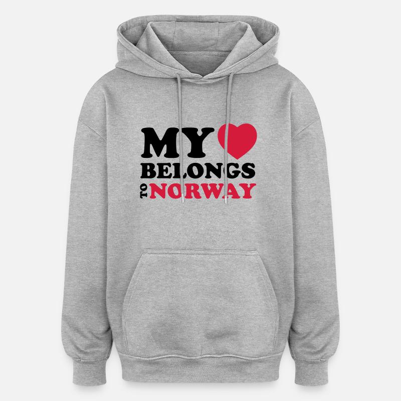 MHBT NORWAY - Sweat à capuche oversize unisexe - gris chiné