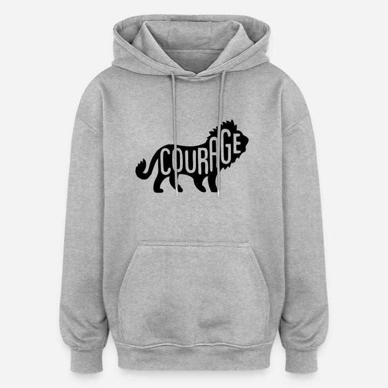 Löwe - Lion Courage - Oversized Unisex Hoodie - Grau meliert