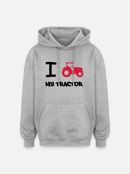 i_love_my_tractor - Oversized Unisex Hoodie - Grau meliert