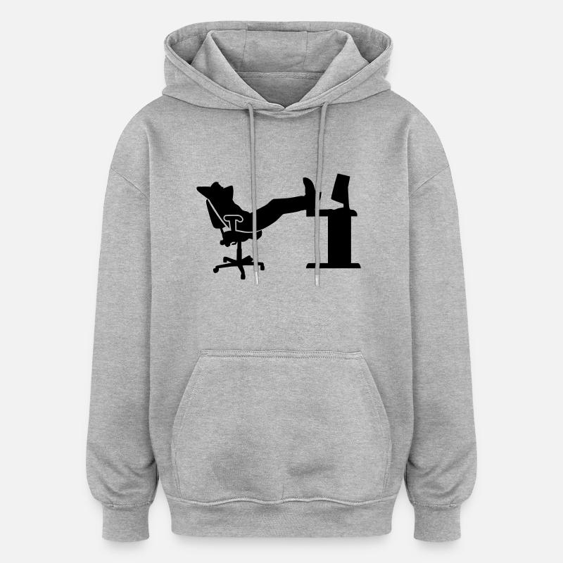 Bureau - Sweat à capuche oversize unisexe - gris chiné